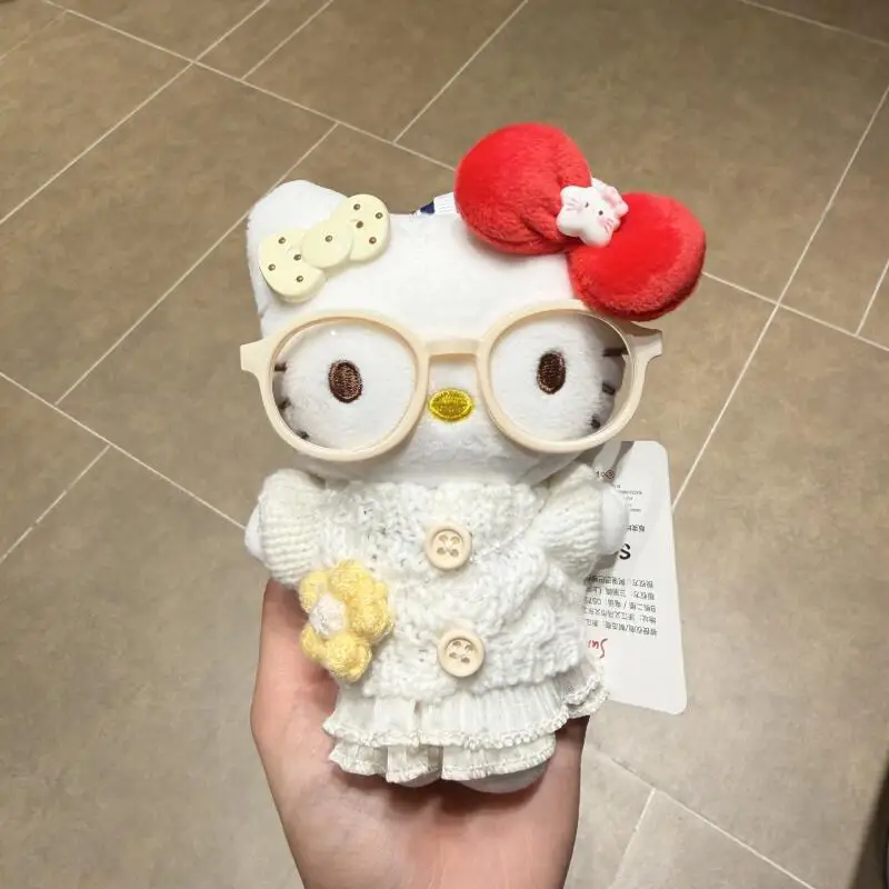 

Милый плюшевый брелок-подвеска Hello Kitty в очках с сумочкой через плечо, очаровательный брелок-украшение для рюкзака для девочек