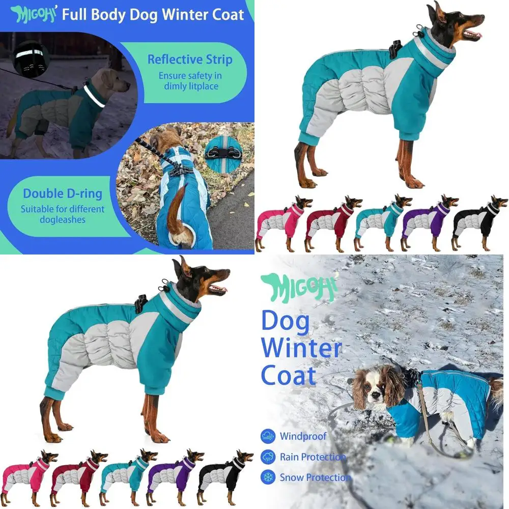 

Full Body Reflective Winter Dog Coat with Harness, Fleece-Lined Windproof Suit for Small to Large Dogs