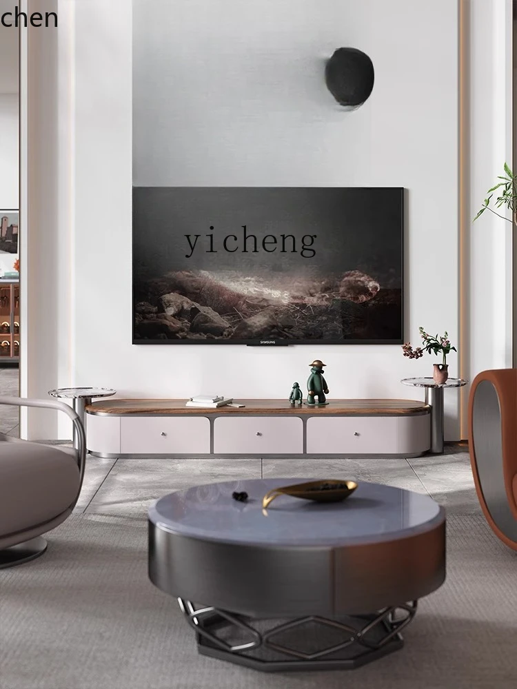 YFY   light luxury solid wood log floor TV cabinet combined with home living room storage coffee table combination