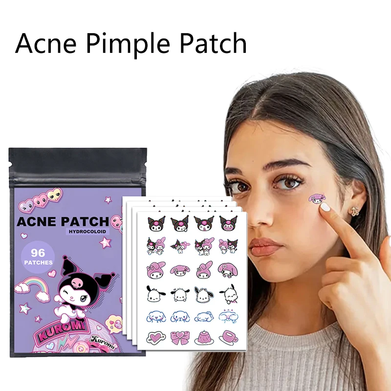 Sanrio 96 PCS/SET Kuromi Pimple Patch Acne Colorful Invisible Acne Removal Skin Care Stickers Concealer Face Spot Beauty Makeup