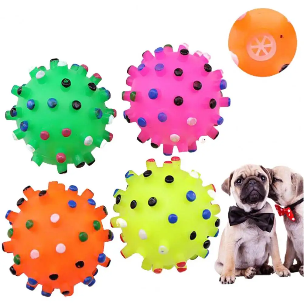 Round Dog Ball Toy Durable Puppy Training Ball Decompression Display Mold Squeaky Interactive Training Spike Ball Sounding Toy