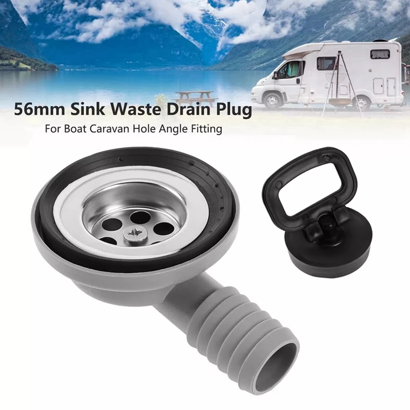 56Mm 2.2 Inch Sink Waste Drain Plug Hole Angle Fitting For Boat Caravan Motorhome RV Camper Accessories