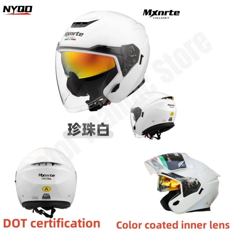 

Dual Lens Half Helmet Motorcycle Helmet Plated with Colored Inner Lenses DOT Certified Breathable and Reduces Wind Noise