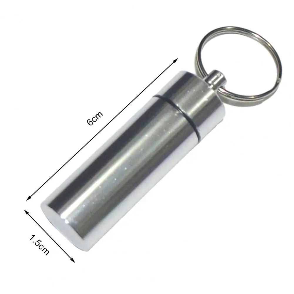 Aluminum Alloy Keychain Container Sealed Jar Keychain Waterproof Aluminum Alloy Pill Storage Bottle Keychain Holder for Mini