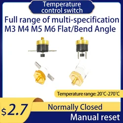 M3 M4 M5 M6 Normally Closed KSD301 Manual Reset 20-270 Degree Temperature Switch Thermostat Sensor Thread-in Brass Probe