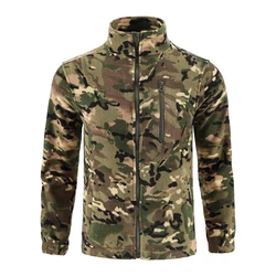 Mens Tactical Fleece Jacket Russian Camouflage Hunting Work Coat Autumn Winter Outdoor Warm Zip Cardigan Jacket Inner Lining