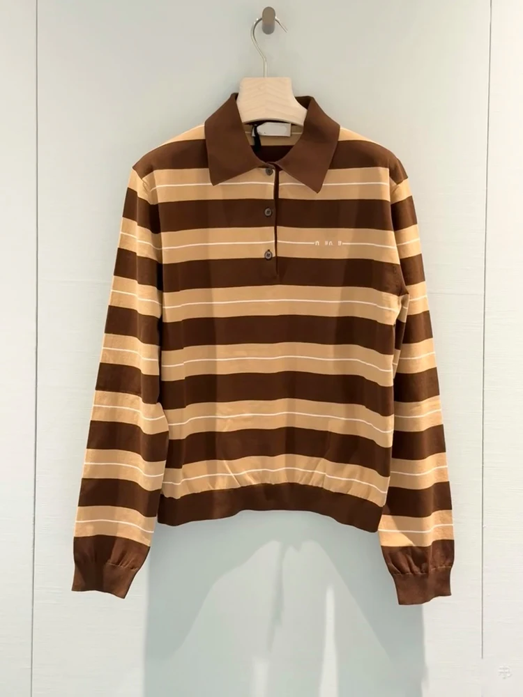 

Осень-зима, новая женская свободная длинная футболка в полоску с буквенным принтом, повседневный топ, модная одежда для поездок на работу