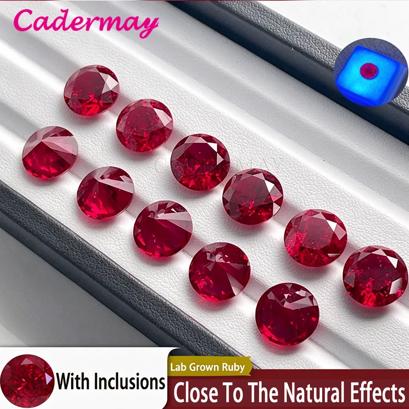 CADERMAY Round Shape 5# Lab Grown Ruby Loose Stones With Inclusions For Customize Inlaid Jewelry Making