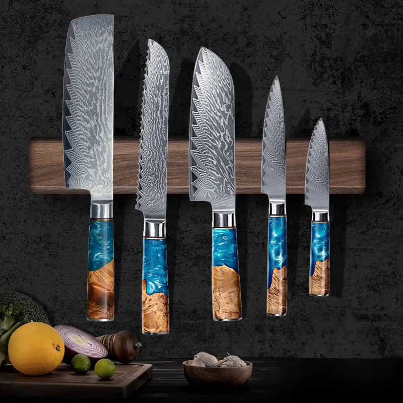 Walnut Wood Strong Magnetic Knife Holder 40 46CM Chef Kitchen Knife Strip Shelf Japanese Slicing Damascus Knife Rack Wall Mount