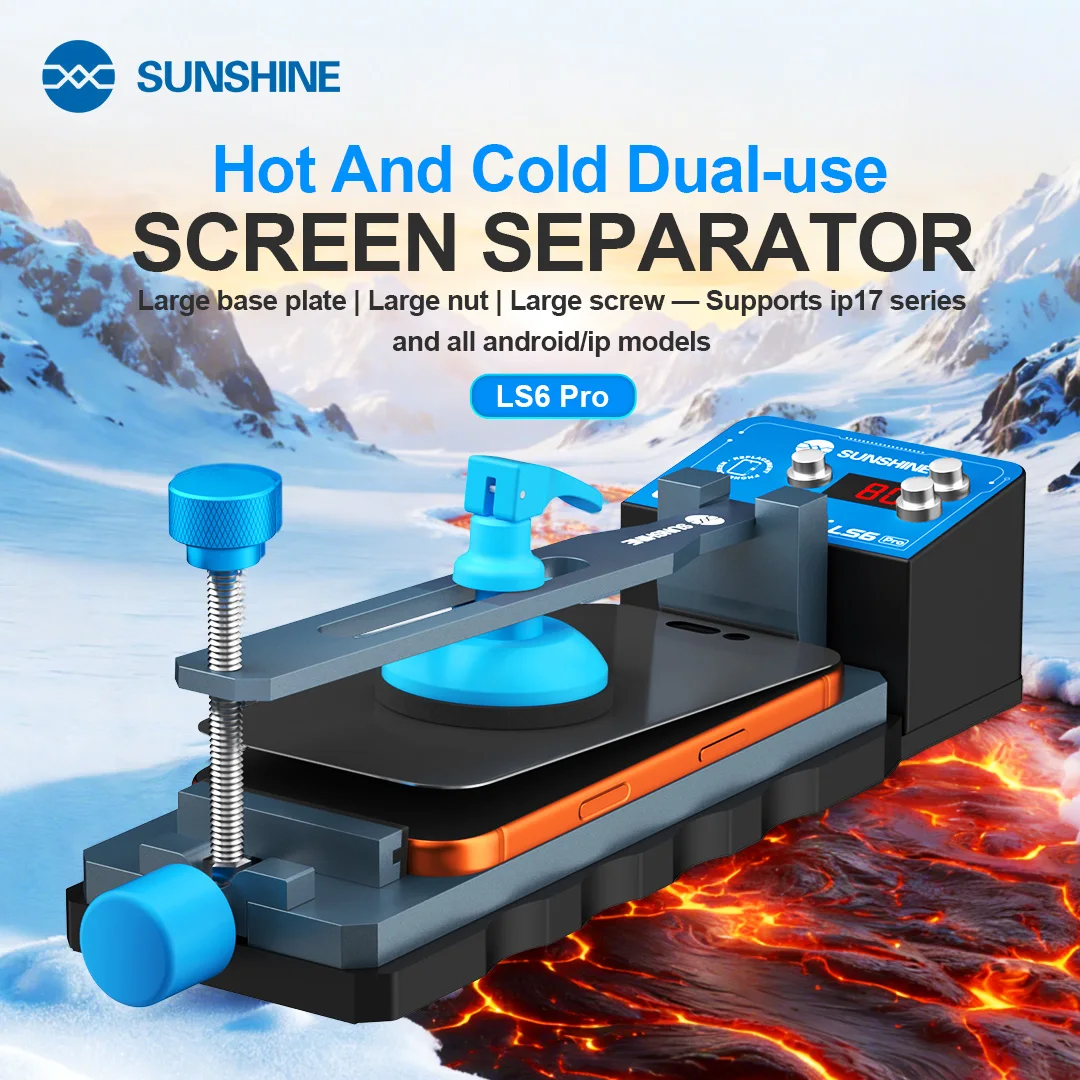 SUNSHINE LS6 Pro Hot and Cold Screen Separator Machine 0-80°C for Mobile Phone LCD Back Glass Removal with Camera Protection