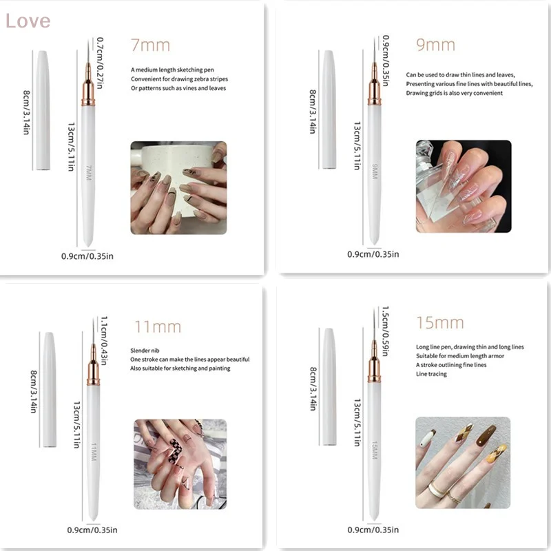 [L & P] 1 قطعة مسمار الفن بطانة فرش خطوط ممدودة شريط رسم الأشعة فوق البنفسجية هلام اللوحة مسمار تصميم القلم المهنية مانيكير أداة