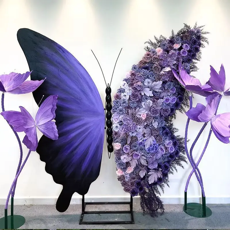 Large simulation butterfly blue-purple Internet celebrity store window shopping mall photo ornament beautiful