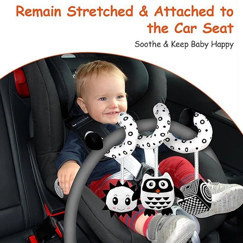 Juguetes colgantes para cuna infantil: sonajeros de cuerda para tirar de asiento de coche, felpa en espiral de actividad para cama de bebé para regalos.