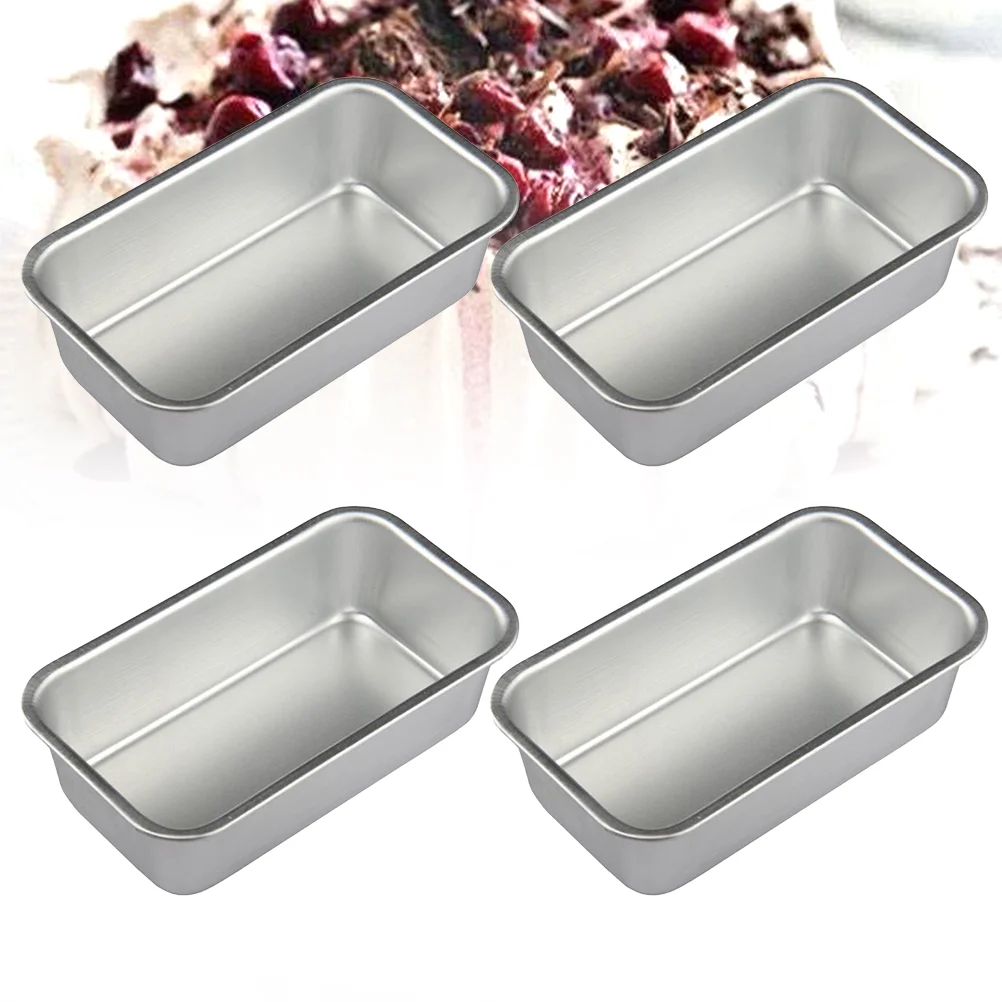 4pcs Non-stick Baking Plate Tray Toast Mould Household Baking Gadget Bread Baking Tray for Home Kitchen Restaurant (Silver)