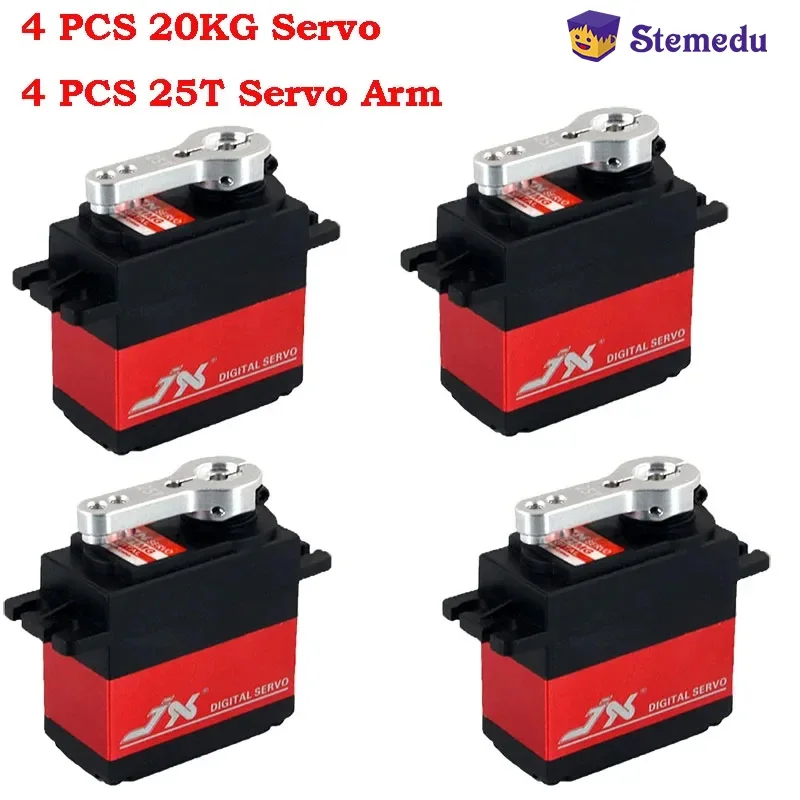 

4PCS JX PDI-6221MG Metal Gear 20kg RC Servo Arm Large Torque Digital Coreless Motor Servo for Car Crawler Boat Helicopter Model