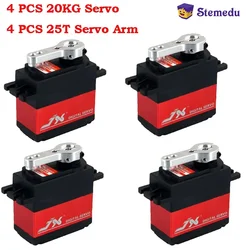 4PCS JX PDI-6221MG Metal Gear 20kg RC Servo Arm Large Torque Digital Coreless Motor Servo for Car Crawler Boat Helicopter Model