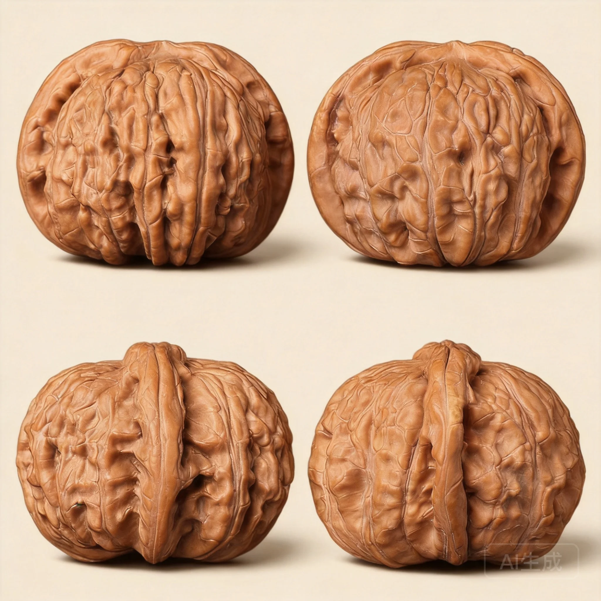 Natural Wild Small Size Low Stump Millstone Shape White Lion Head Wenwan Walnut Pair Hand Massage Collectible Art Craft Perfect