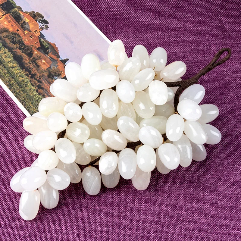 Creative Jade Stone Bunch of Grape Ornament Living Room Decoration Crystals Cluster Fruit Statue