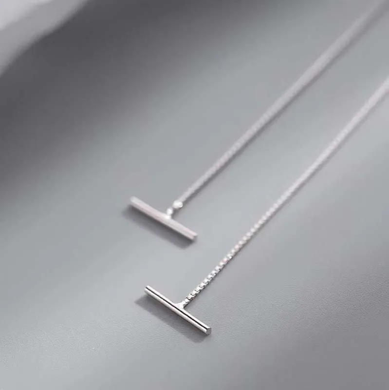 Women's Minimalist Silver Long Tassel Chain Statement Earrings