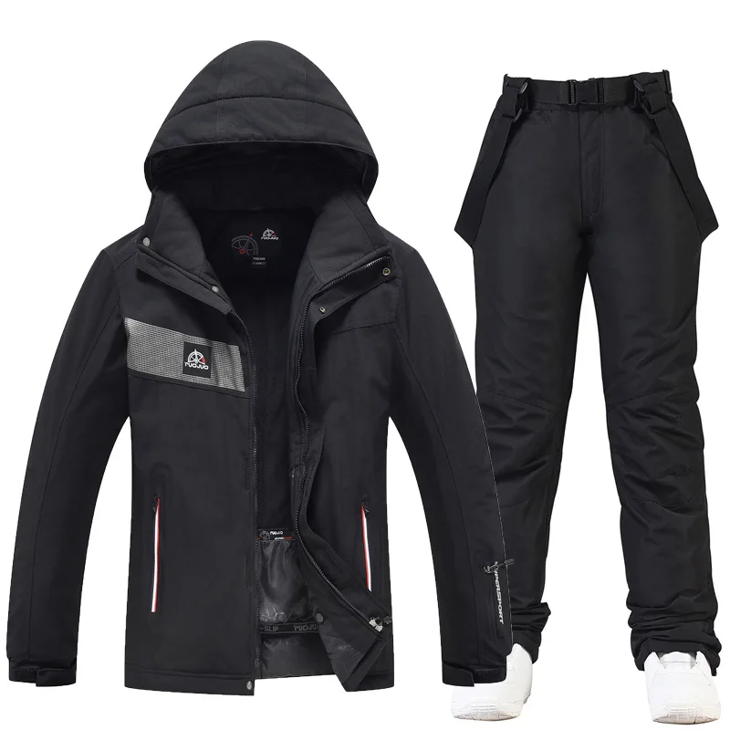 Men's Winter Ski Wear Hooded Trend Ski Jacket Pants Set Outdoor Sports Waterproof Snow Coat Ski Equipment Snowboard Ski Suit Men