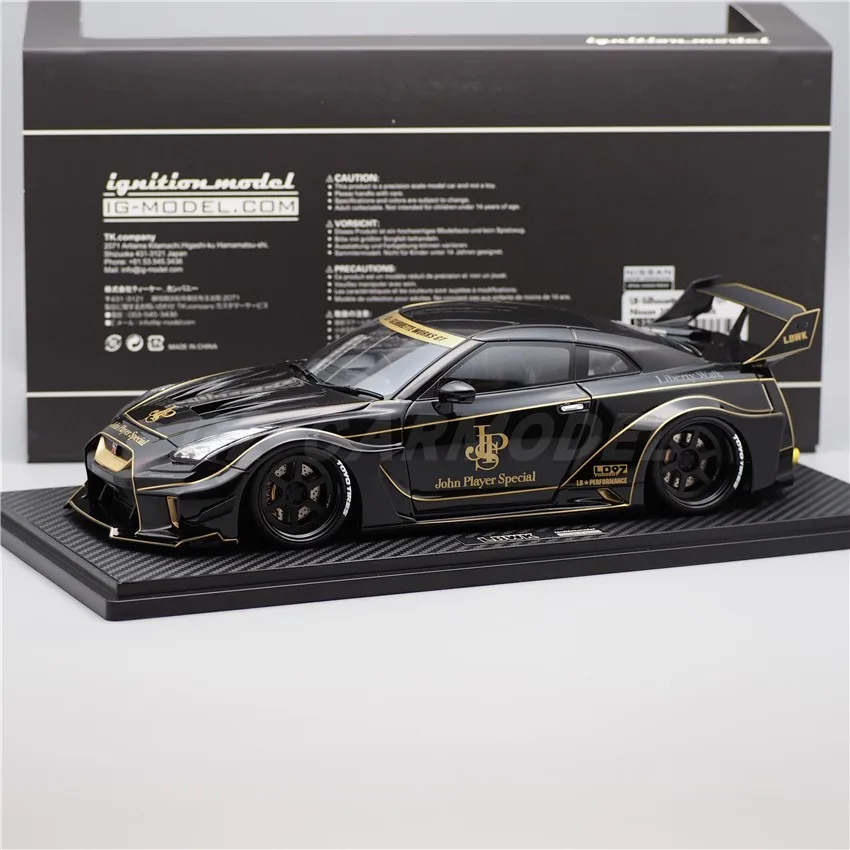 IG 1:18 R35 JPS LB Silhouette WORKS GT 35GTRR Black JDM Simulation Limited Edition Resin Metal Static Car Model Toy Gift