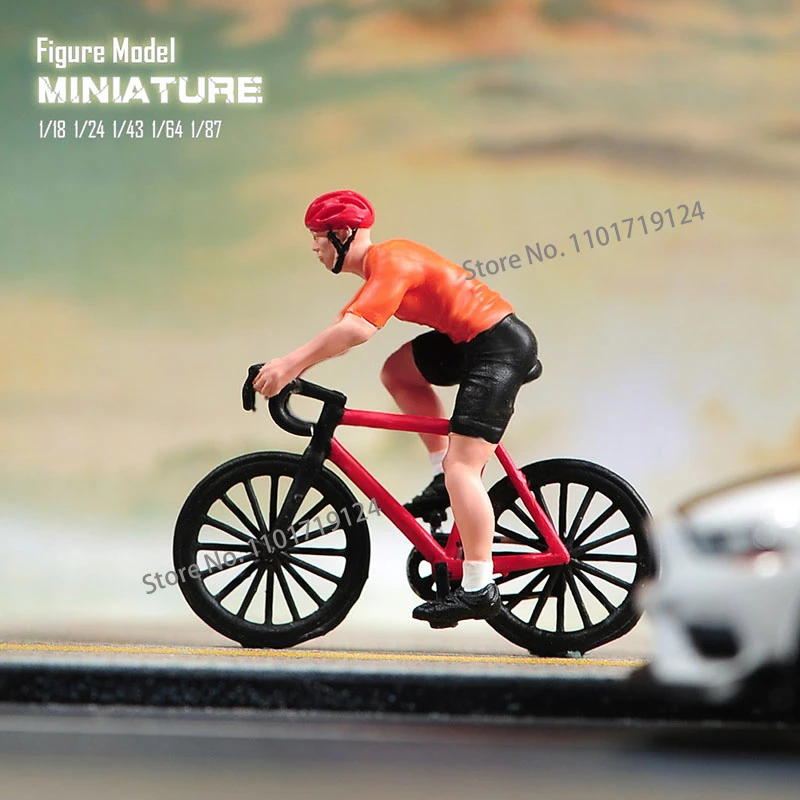 Miniatures 1/18 1/24 1/64 1/43 1/87 Racing Drivers Ride Bicycle Figure Diorama Street Scene Sand Table Prop Model Toy for Cars