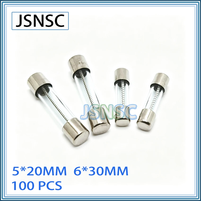 slow blow glass fuse 100pcs 5*20 5x20MM 6*30 6X30MM T 1A 2A 3A 4A 5A 6A 8A 10A 12A 15A 250V Delay Spiral winding Insurance Tube