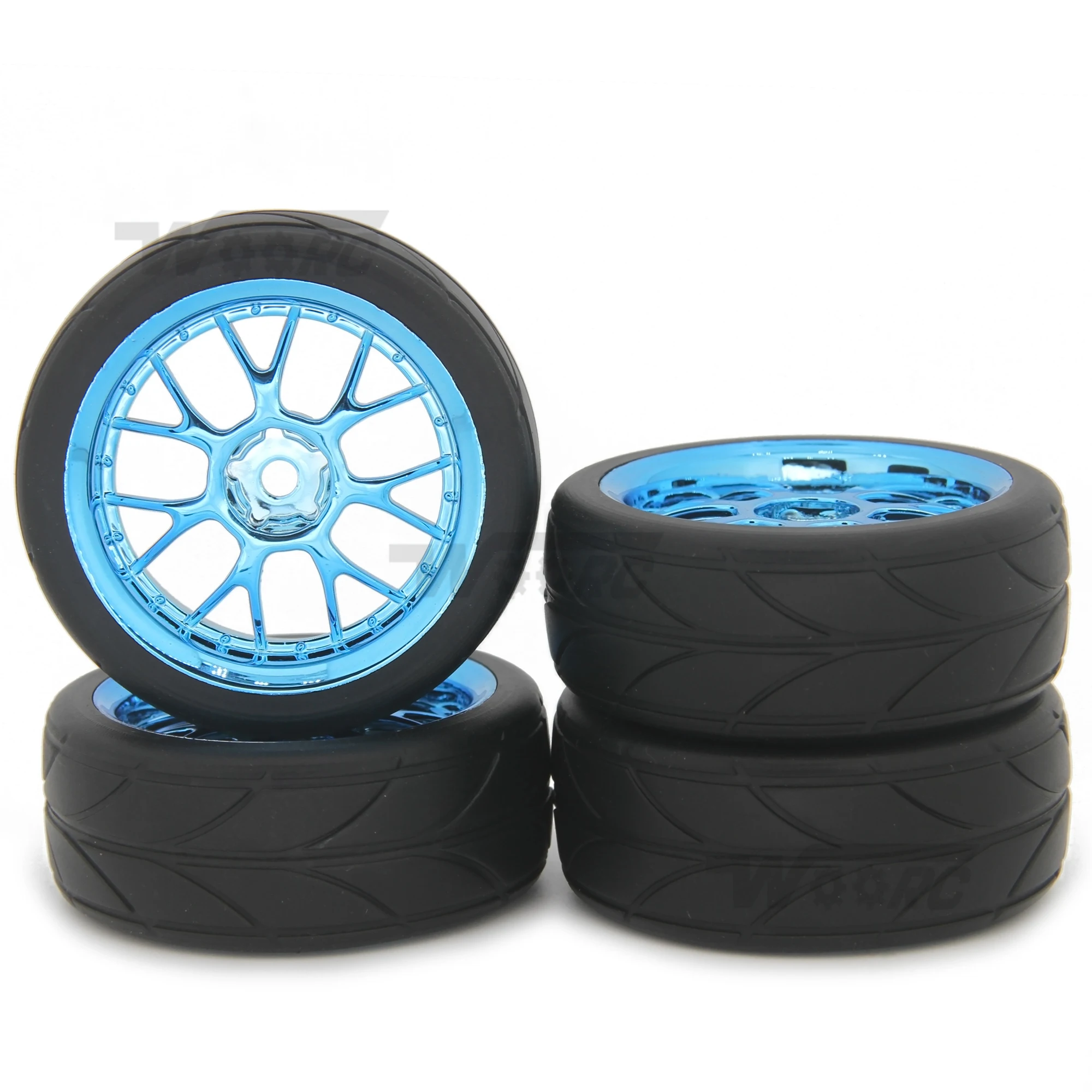 1.9 Inch 65mm Wheel Tyres Tires 12mm Hex Blue Rim Durable Rubber for 1/10 on Road RC Racing Car Competitable Wltoys 144001