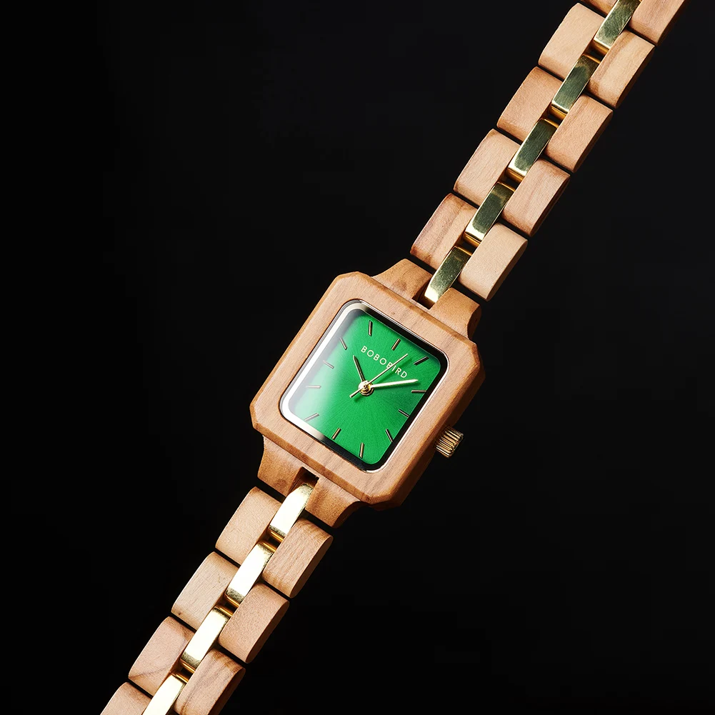 BOBO BIRD Women Watch Top Luxry Brand Female Wooden Watch Personalized Engraved Quartz Wristwatch emerald Reloj Mujer Dropship