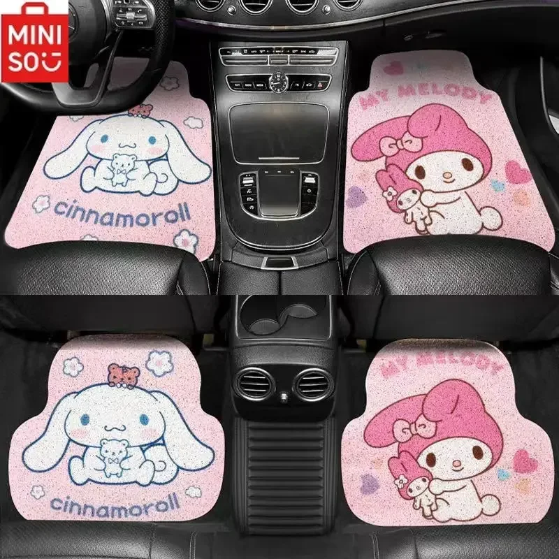 

MINISO Sanrio Melody Car Silk Ring Foot Mat Car Anti-dirty Blanket Protection Mat Universal Kawaii Cinnamon Dog Free Cutting Mat