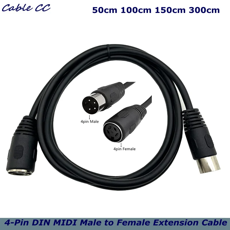 4-Pin DIN MIDI Extension Cable, 4-Pin DIN MIDI Male to Female Adapter Extension Cable, for Keyboard, Keyboard Synth,