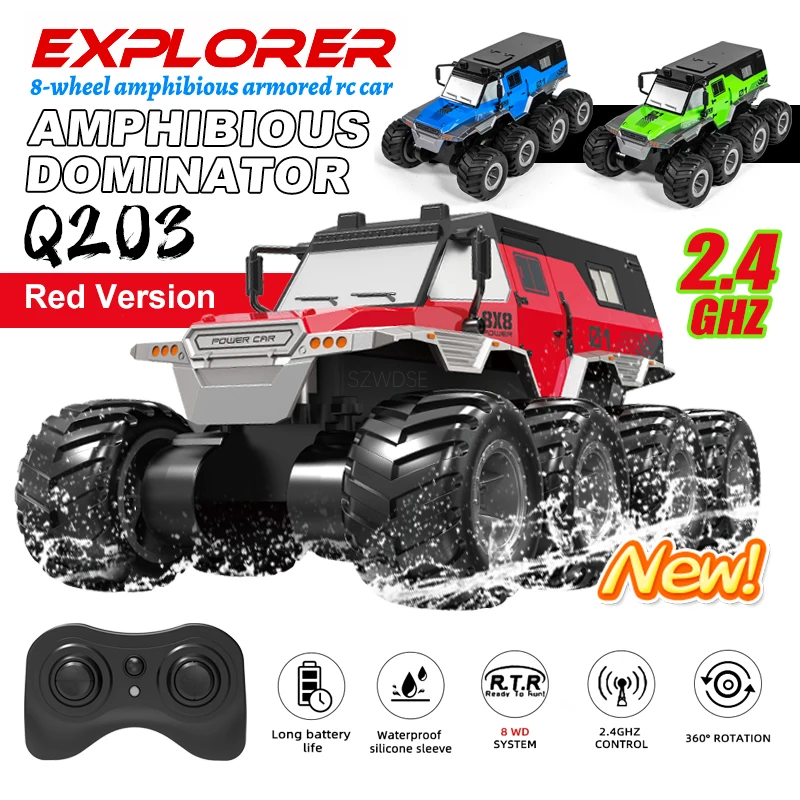 

JJRC Q203 8WD радиоуправляемый автомобиль-амфибия 2,4G 8-колесный грузовик с дистанционным управлением альпинистский внедорожный водонепроницаемый бронетранспортный транспорт детские игрушки