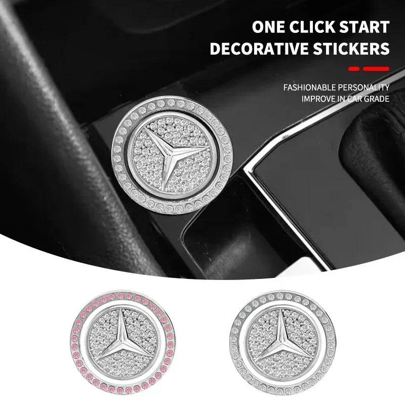 

Car One-Click Start Stop Engine Rhinestone Ring Circle Trims Protective Cover for Mercedes Benz W211 W204 W210 W203 CLA GLA