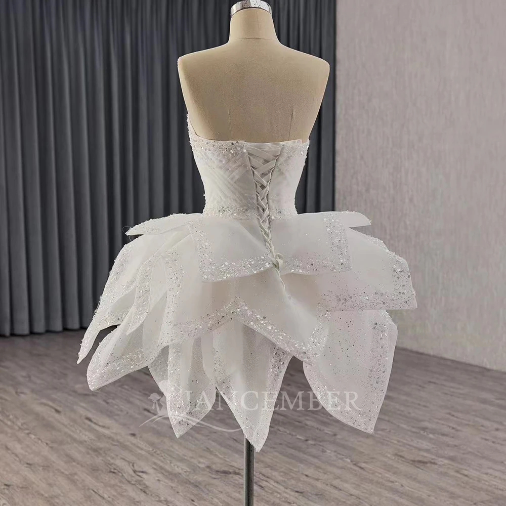 Aangepaste afneembare trein vrouwen baljurk trouwjurk bruids elegante mouwloze mooie kanten jurken vestidos para mujer