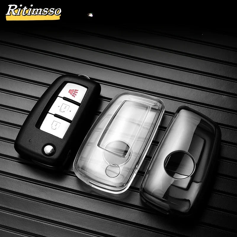 TPU Folding Car Key Case Protect Cover for Nissan X-Trail T32 Rogue Juke F15 Qashqai J11 Murano MAXIMA ALTIMA Shell Accessories