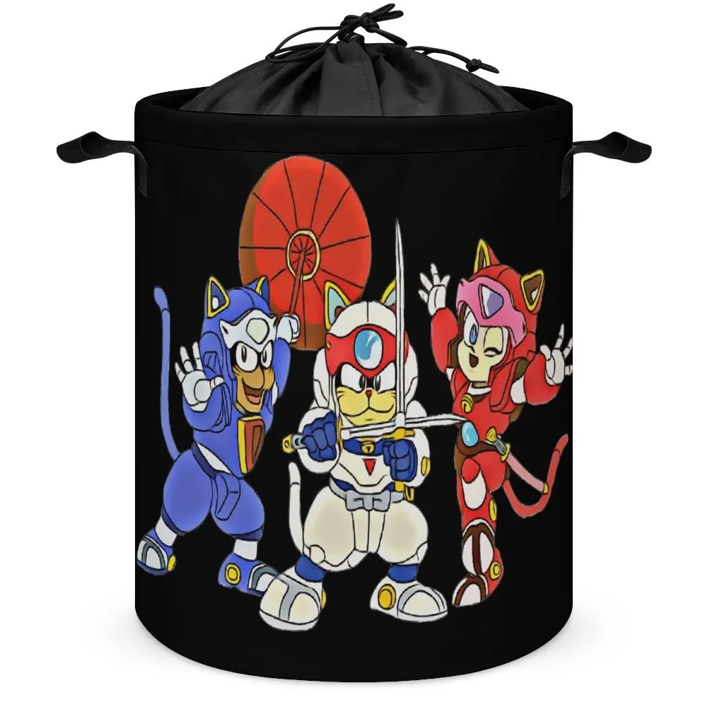 Samurai Pizza Cats Retro Vintage Manga Storage Bins Graphic Vintage Laundry Basket Durable Can Be Folded Stored Toys Large Capac