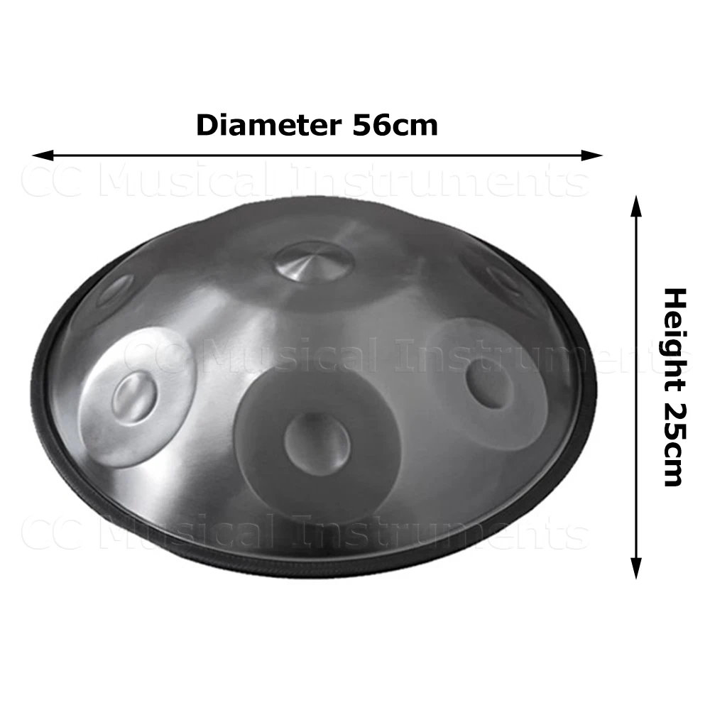 Silver Handpan Drum for Beginners Steel Tongue Drum,Music Drum,Beginner,Meditation Instrument Gift,D,9,10,12 Notes,22 Inch,440Hz