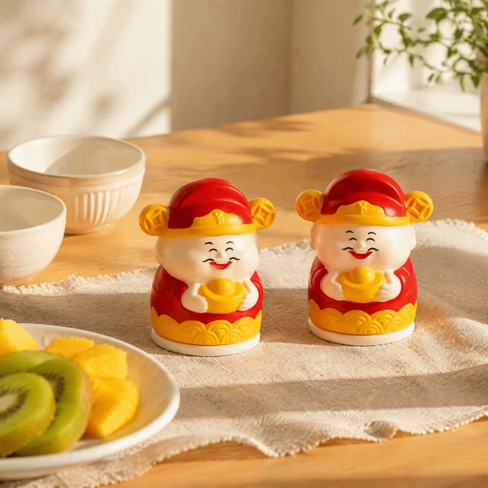 Vinyl God of Wealth Toothpick Box Chinese Style Outlet At Bottom Toothpick Holder Dust-proof Moisture-proof Toothpick Dispenser