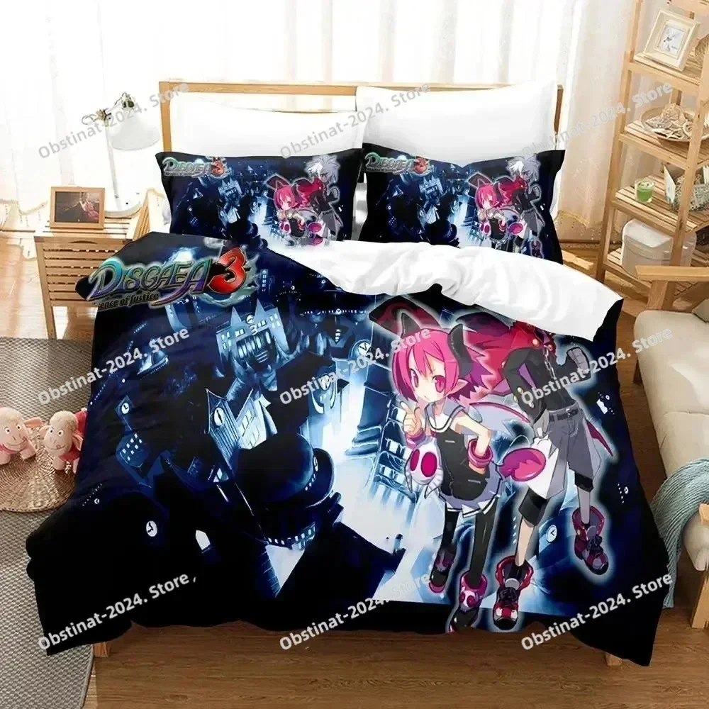 Anime Disgaea Bedding Set Duvet Cover Bed Set Quilt Cover Pillowcase Comforter king Queen Size Boys Adult Bedding Set