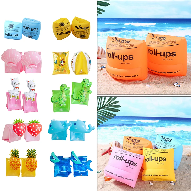 2 Pieces Adult Inflatable Armbands for Kids Tube Child Pool Wear Swimming PVC Floater Sleeves Roll Up Arm Float Kids Adults Pool