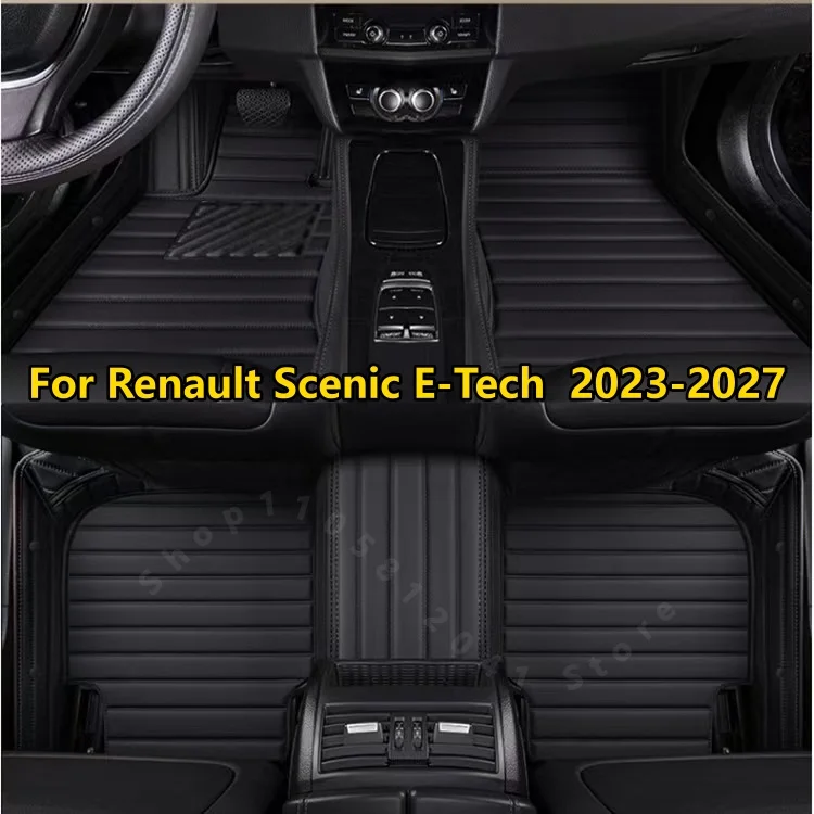 Custom Car Floor Mat Fit For Renault Scenic E-Tech 2023 2024 2025 2026 2027 Auto Full Set Carpet Pads Leather Foot Mat Rugs