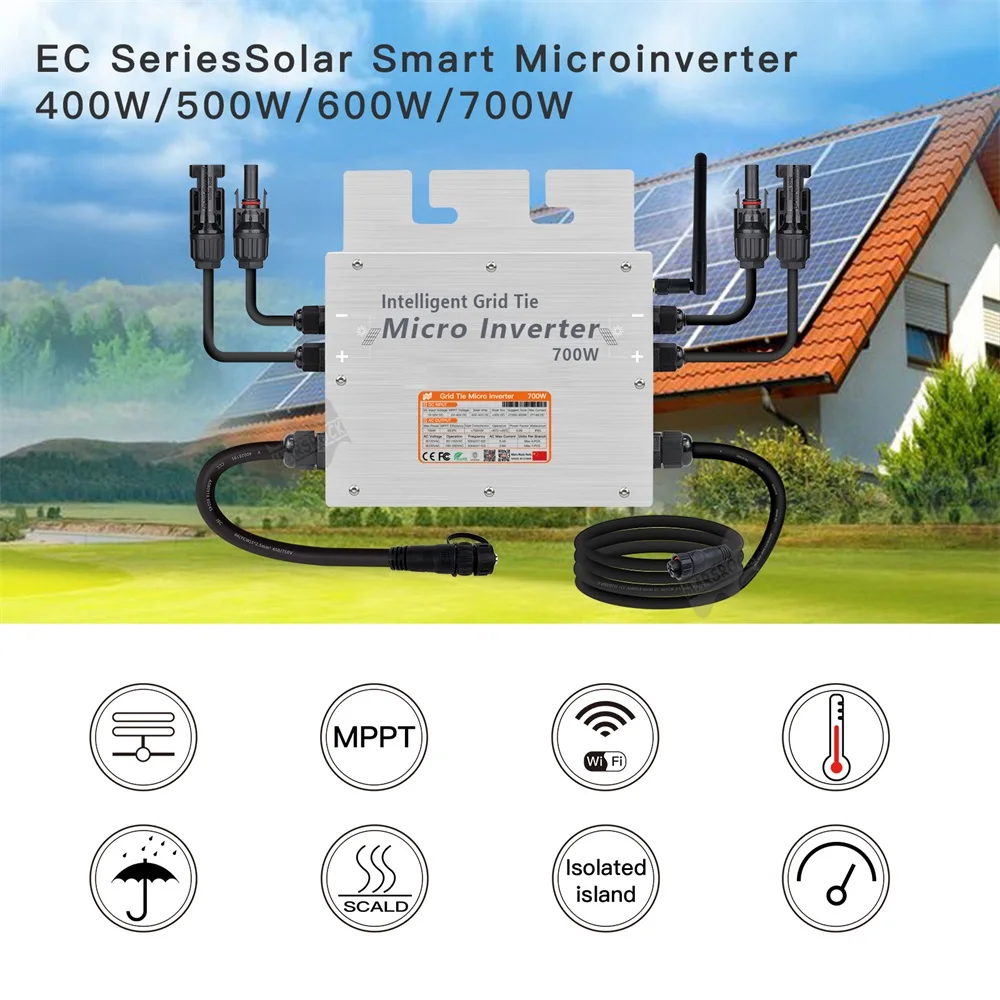 Imagem -06 - Inversor Solar Wi-fi Mppt 700w na Rede Onda Senoidal Pura 1850vdc 80260vac Microinversor à Prova Dágua para Painel Solar 2*350w