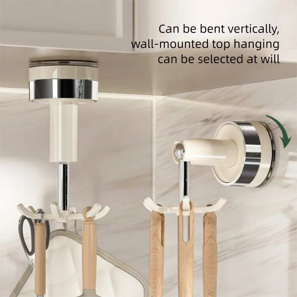 Fashion Wall Mounted 360° Rotating Folding Hook Hanging Punch-free Six-claw Rotating Hook Powerful Traceless Wall Hook Kitchen