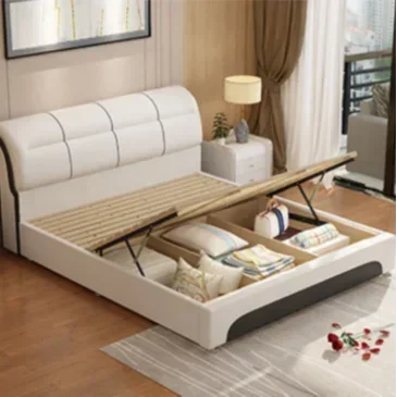 

#Nordic simple multi-functional high box Storage Modern upholstered Bed frame for Bedroom set