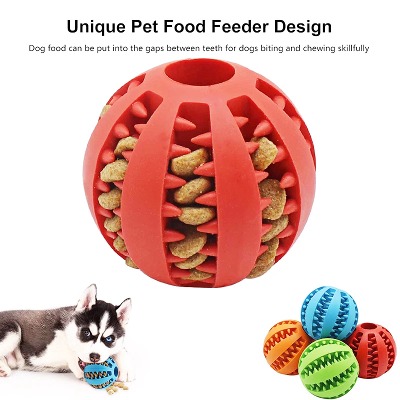 Pelota interactiva para perros, juguetes para masticar, limpieza de dientes, elástica, de goma, suministros para mascotas, 7CM/5CM