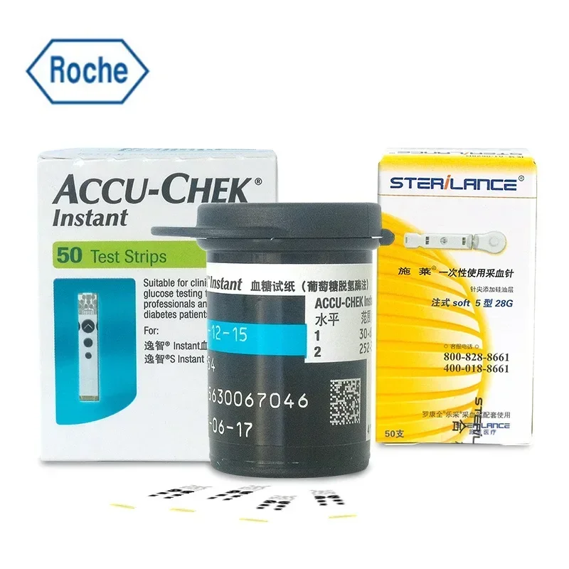 Medidor de glucosa en sangre ACCU Chek Instant S y 50 tiras reactivas para glucosa en sangre con fecha de vencimiento reciente para uso personal, opciones de producto.