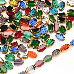 6mm Briolette Oval Glass Beads Plated Golden Color Crystal Loose Spacer Bead Diy Bracelet Necklace Beads Accessories