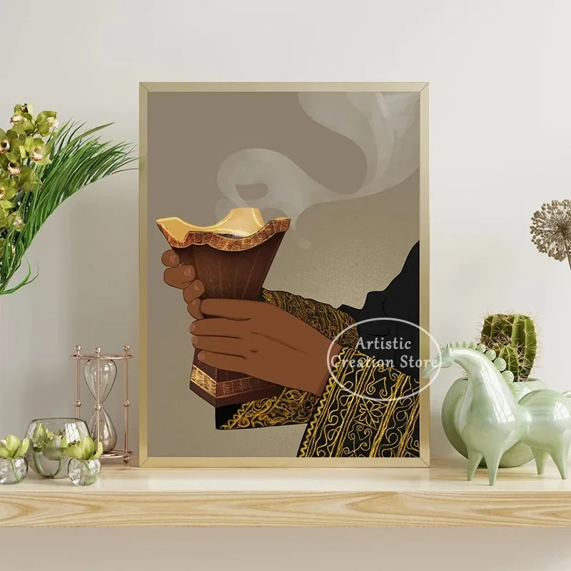 Somali Black Women Art Poster Fashion African Arab Incense Essential Oil Perfume Wall Picture Prints Canvas Painting Home Decor