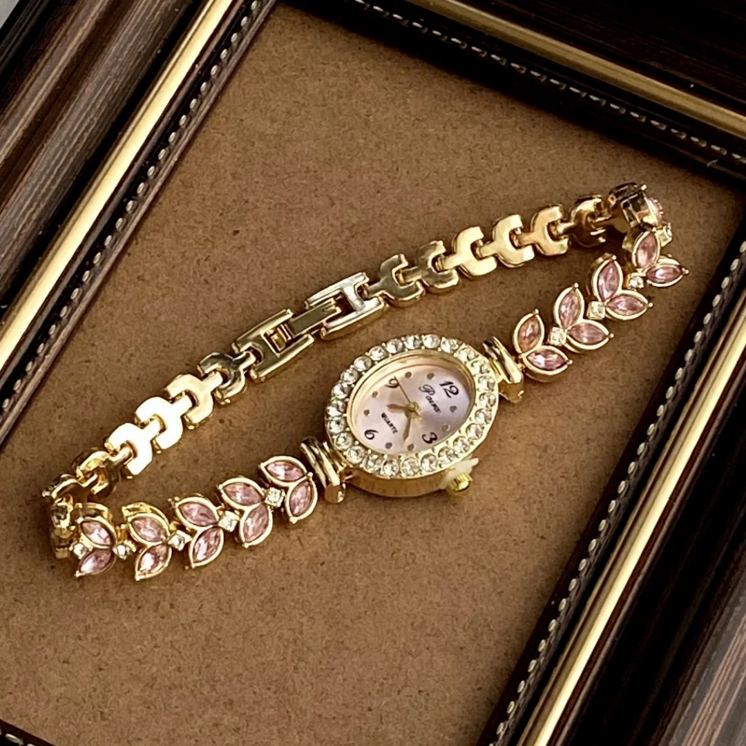 الفاخرة ورقة الماس الساعات النسائية حجر الراين سوار كوارتز ساعات المعصم السيدات ساعة هدية ساعة Relogio Feminino montre