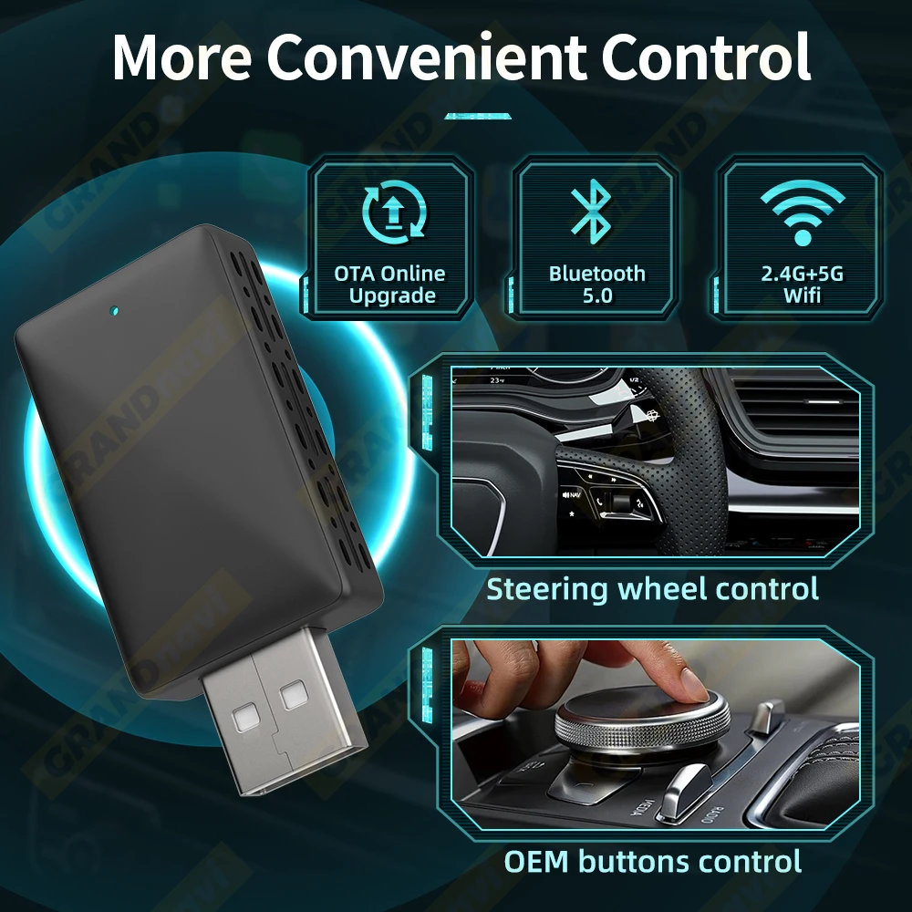 2-in-1-Kabel- und Funk-CarPlay-Dongle, kabelloser Android Auto USB-Adapter, Bluetooth, für KIA, Ford, Audi, Porsche, MG, Toyota, VW, Hyundai. – Detail 6